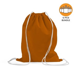 Mochila con cordón de ajuste, color naranja sólido, poliéster, informal, para gimnasio, unisex, ligera, con correa ajustable, asa suave, paquete de 12 unidades - Product Image 1
