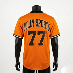 Maillot de baseball pour homme 100% coton, coupe ample, 180 GSM, maille respirante en polyester, jaune, noir, bordure personnalisée, logo brodé - Product Image 4