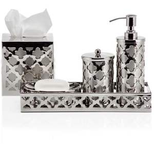 American Style Shiny Mirror Polished Bathroom <b>Set</b> OF 6 With Brushholder <b>Soap</b> dispenser Bathroom Accessories tissue Holder Trays - Product Image 4