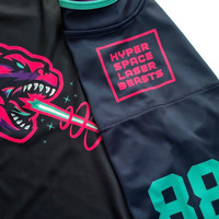 Jersey Hoki Es Profesional Custom Sublimasi Grosir dengan Kerah Bulat dan Tali, Jersey Pertandingan Hoki Es dengan Bordir Tackle Twill
