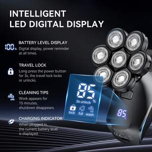 Rasoir Électrique Homme 5-en-1 Tête Rotative Tondeuse Barbe Rasoir Crâne Chauve Utilisation Humide/Sèche Tondeuse Nez LED IPX7 pour le Corps - Product Image 4