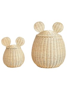Juego de 2 Cestas de Mimbre en Forma de Oso, Cestas de Almacenamiento Hechas a Mano, Mimbre Natural, Modernas, Multifuncionales, Hechas en Vietnam - Product Image 1