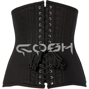 Corsé de Algodón Negro con Cordones Ajustables para Entrenamiento de Cintura |   Faja moldeadora de cuerpo de algodón negro Tailletraining con cierre de cordones - Product Image 6