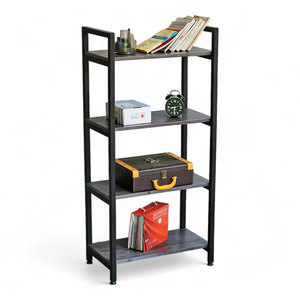 Étagère décorative GONY à 4 niveaux en bois de caoutchouc avec structure en fer KS68100, type sur pied pour salon, installation facile - Product Image 1