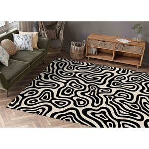Alfombra Moderna Abstracta en Blanco y Negro para Decoración del Hogar, con Pelo Suave - Product Image 5