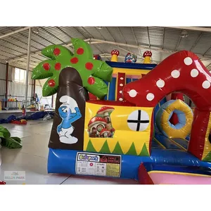 Parque de Aventuras Inflable con Temática de los Pitufos y Tobogán - Equipo de Entretenimiento al Aire Libre de Gran Tamaño - Product Image 6
