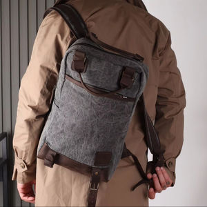 Sac à dos en toile en cuir véritable, voyage, extérieur, école, travail, randonnée, durable, unisexe, multi-poches, grande capacité, écologique - Product Image 1