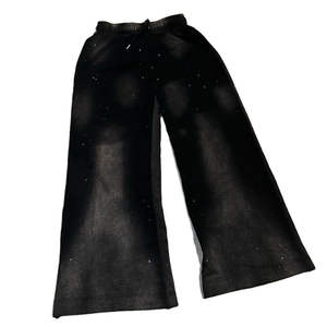 Pantalons de survêtement en velours côtelé pour homme, lavés à l'acide, imprimés à l'écran, avec strass et taille élastique - Product Image 1