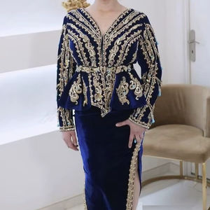 TRENDY-HAND-EMBROIDERY <b>NAVY</b>-BLUE <b>JACKET</b>-KARAKOU DRESS Embellished Crystal Glass BeadsstoneDabka Work <b>Wedding</b>=2024 Indian - Product Image 1