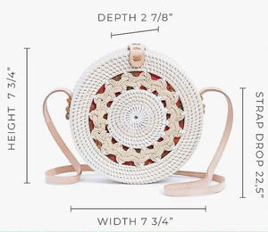 กระเป๋าสะพายไหล่สะพายข้างหวายลายดอกไม้สำหรับผู้หญิงทำด้วยมือเปิดโล่งสบายๆสำหรับใช้ไปชายหาดหรือถนนผลิตจากเวียดนาม - Product Image 1