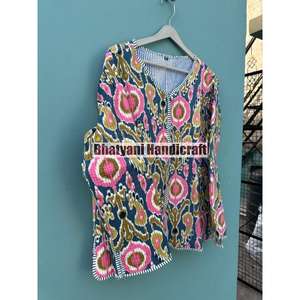 Chaqueta de algodón puro Unisex bohemio transpirable Reversible acolchado indio temporada de otoño - Product Image 3