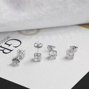 Pendientes de tuerca CITIES de 5 mm y 6.5 mm con diamante de 1 quilate y moissanita VVS de plata de ley 925 para mujer - Product Image 3