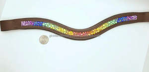 Bandeau de front en cuir diverses formes avec des cristaux colorés - Product Image 4