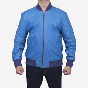 Veste en cuir marron pour homme, style softshell avec col à boutons-pression, finition de qualité, vêtement long pour motard - Product Image 5