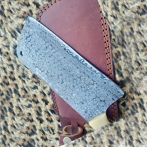 Ensemble de chef japonais personnalisé en acier damas fait à la main couteaux de cuisine de légumes en os en acier au carbone de haute qualité avec étui en cuir - Product Image 3