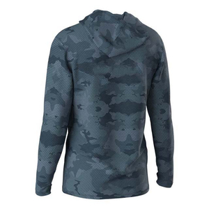 Chemises de pêche camouflage noires à manches longues personnalisées Maillot respirant avec capuche Protection solaire et design imprimé par sublimation - Product Image 3