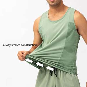 Débardeur d'entraînement à col rond pour hommes décontracté doux respirant sans manches chemises musculaires de gymnastique t-shirts de musculation - Product Image 2