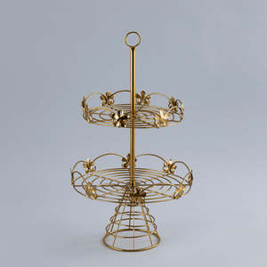 <b>Gold</b> Plated Metal <b>Cake</b> Stand Wire Base New Style Cup <b>Cake</b> Serving Server for Wedding Hotel Table <b>Top</b> Usage Packaged OPP Bag - Product Image 4