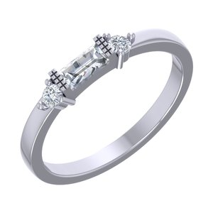 Lurba Jewels 0.12 CTW Lab Grown Diamond Baguette Cut Three Stone <b>Ring</b> Solid 14K White Gold Vintage Engagement Anniversary - Product Image 4