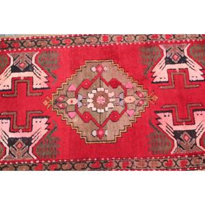 Tapis turc 1,6x3,2 pieds, tapis oriental en laine rouge brun vintage - Product Image 4
