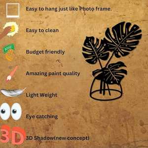 งานศิลปะติดผนังโลหะรูปใบไม้สีดำแบบกำหนดเองตามความต้องการสูง ขายดีที่สุดของผู้ค้าส่งออนไลน์บน Amazon งานศิลปะติดผนังแบบมีกาวในตัว ดีไซน์เรียบหรูสไตล์อาร์ตเดโค ทำจากเหล็ก - Product Image 5