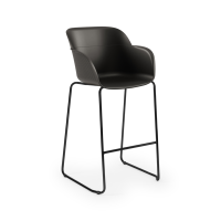 Tabouret de bar contemporain en plastique Shell-M de 75 cm avec base chromée pour bar à domicile - Conception stable