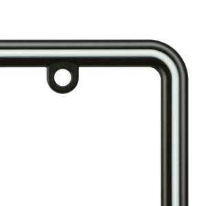 Stylish Rust-Proof <b>Black</b> Zinc Alloy License Plate <b>Frame</b> with White Line Rattle-Free & Screw Caps for Cars Made with Steel LED - Product Image 4