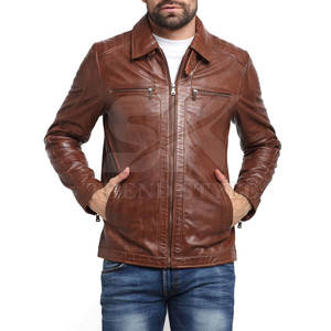 เสื้อแจ็คเก็ตหนังผู้ชายสีเดียว แฟชั่นเสื้อคลุมคุณภาพพรีเมียม หนังแท้ เสื้อแจ็คเก็ตหนังผู้ชายสีเดียว - Product Image 1