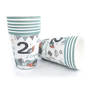 Deux assiettes de fête d'<span class=keywords><strong>anniversaire</strong></span> rapides, motif de voiture de course, vaisselle jetable en papier, bleu, noir, blanc, fournitures de fête, décoration de <span class=keywords><strong>table</strong></span> - Product Image 5