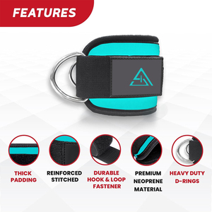 Correas de Tobillo Acolchadas de Neopreno para Entrenamiento de Piernas, Correas de Tobillo para Cable con Anillo en D Doble Reforzado - Product Image 4