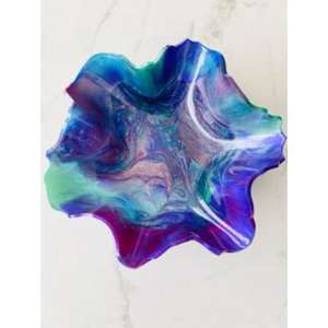 Bol décoratif artistique en résine adapté à la décoration de table basse avec un motif de couleur abstraite moderne magnifiquement fabriqué à la main - Product Image 1