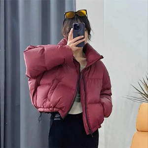 Custom Summer Long <b>Thin</b> Puffer Jacket Full Zipper Stand Brown Cotton Fashion Warm Front Custom Logo DDP Shipping 2025 - Product Image 1