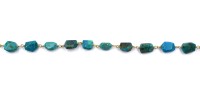 Chaîne de chapelet en pépites de chrysocolle, fil de laiton plaqué or 18 carats, composant de bijouterie en pierre précieuse, vendu au mètre