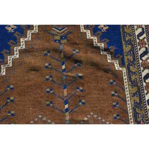 3.5x6.2 ft Rug, Turkish Vintage Accent Rug, <b>Brown</b> <b>Wool</b> Rug - Product Image 5