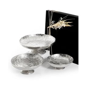 Set Of Three Different Size Nuts Serving Bowl Aluminium Silver Color <b>Prime</b> Quality Decorative Bowl At <b>Cheap</b> Price - Product Image 1