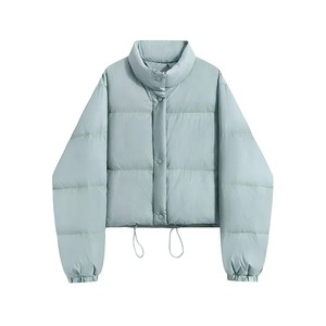 Chaqueta informal de invierno de algodón para mujer, capucha de cuello alto a la moda, lona en relieve, cierre de cremallera, versátil, teñido liso - Product Image 2