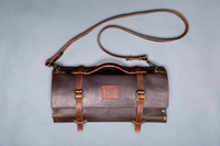 Set tas koki kulit antik OEM awet buatan tangan asli tas gulung pisau LKR-0148