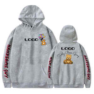 เสื้อมีฮู้ดเอวสูงแบบพับได้ผ้าแคนวาสลำลองพิมพ์ลายพัฟฤดูหนาวสีพื้น - Product Image 2