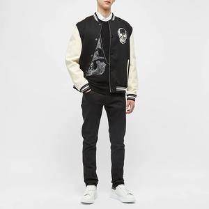 เสื้อแจ็กเก็ตผ้าขนแกะสำหรับผู้ชายเสื้อแจ็คเก็ตทีมเบสบอลเสื้อโค้ทลำลองแขนหนังโลโก้ตามสั่ง - Product Image 5