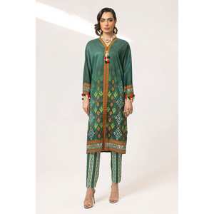 Conjunto de traje de dos piezas sin coser para mujer, color verde - Product Image 2