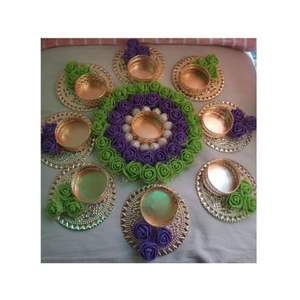 เสื่อ rangoli หลากสีสดใสทำด้วยมือสำหรับงานแต่งงานดิวาลีของตกแต่งเทศกาลวันพ่อที่วางเทียน - Product Image 1