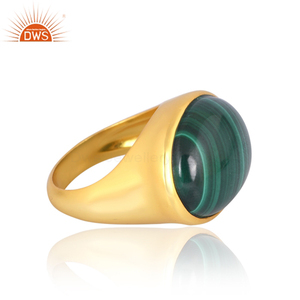 แหวนเงินแท้18K แหวนมาลาไคต์ธรรมชาติชุบทองแหวนคอลเลกชันเครื่องประดับโบราณ - Product Image 3