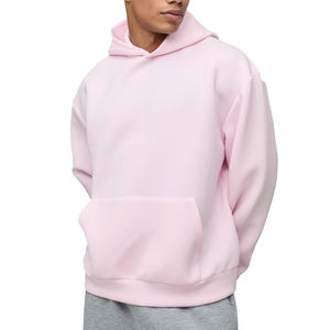 New Arrival Solid Pink Custom <b>Lightweight</b> Cotton Fleece Windproof Embroidery Printed Casual Winter <b>Hoodies</b> for <b>Men</b> - Product Image 1