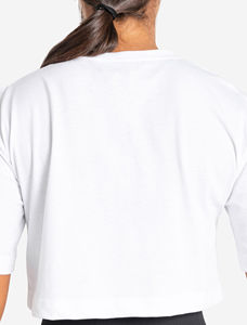 Camisetas cortas hechas a medida para mujer, camisetas cortas de manga corta con cuello redondo en blanco sólido, ropa de Yoga de verano, camisetas recortadas con estampado de logotipo con agujeros de diamantes - Product Image 2