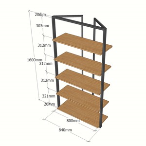 BFKS008-Foldable 84x30x160cm Decorative Shelf Made Bamboo Wood Iron <b>Frame</b> <b>Floating</b> Pattern for Home Office Living Decoration - Product Image 5