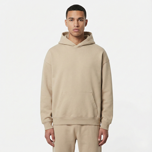 Custom <b>Men's</b> Winter Streetwear 100% Cotton Plain Dyed <b>Beige</b> Fleece Blank Vintage Wash Regular Fit <b>Hoodie</b> - Product Image 1