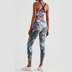 Ensemble de vêtements de sport pour femmes de haute qualité, personnalisé, 2 pièces, leggings et soutien-gorge de sport à bretelles croisées, vêtements de fitness - Product Image 2