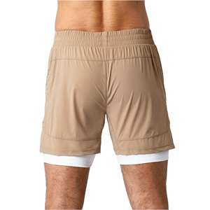 Pantalones cortos deportivos de verano para hombre, pantalones cortos de cuatro puntos de Color sólido para exteriores de doble capa, pantalones cortos deportivos transpirables para gimnasio para hombre - Product Image 6
