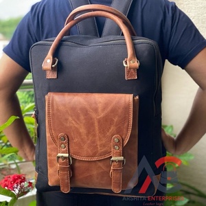 Sacs à dos décontractés en toile et cuir personnalisés en gros, sac à dos pour ordinateur portable, grande capacité pour les voyages, sac d'école en cuir, sacs à dos d'extérieur - Product Image 1