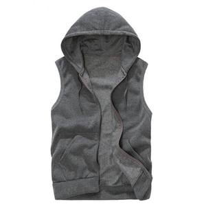 Best Quality 100% Cotton Breathable <b>Sleeveless</b> Zipper <b>Hoodie</b> for Men Thick Fleece with Custom Logo Factory Price - Product Image 1